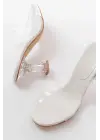 S-618 Beyaz Rugan Tek Bantlı Topuklu Kadın Terlik