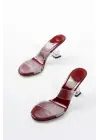 S-618 Bordo Rugan Tek Bantlı Topuklu Kadın Terlik