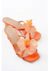 S-622 Orange Orkide Detaylı İnce Topuklu Kadın Terlik
