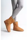 Selına Bağcıksız Düz Taban İçi Kürklü Süet Kadın Bot  Tt - Taba