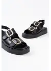 Shery Siyah Cilt Sandalet