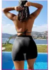 Siyah Askılı Bikini Takımı + Ayarlanabilir Büzgülü Etek – Tatil Stili