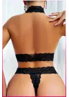 Siyah Dantel Şeritli Seksi Sütyen Külot Takım