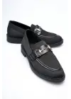 Siyah Kadın Loafer Metal Tokalı Rahat Günlük Ayakkabı TR30MS02A