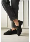 Siyah Kadın Loafer Metal Tokalı Rahat Günlük Ayakkabı TR30MS02A