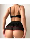 Siyah Kırmızı Kalp Detaylı Seksi İç Çamaşır Seti