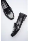 Siyah Parlak Deri Görünümlü Penny Loafer TR88MS02A