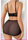 Siyah Tül Kurdele Detaylı Seksi İç Giyim Seti
