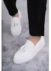 Tb153 Bloom Bağcıksız Püsküllü Cilt Erkek Günlük Spor Klasik Ayakkabı Cbt - Beyaz