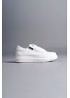 Warrior Bağcıklı ve Fermuarlı Cilt Erkek Günlük Sneaker Beyaz Ayakkabı