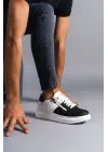 Tb155 Warrior Bağcıklı Ve Fermuarlı Cilt Erkek Günlük Sneaker Ayakkabı Cbt - Beyaz/siyah