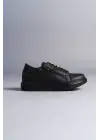 Tb155 Warrior Bağcıklı Ve Fermuarlı Cilt Erkek Günlük Sneaker Ayakkabı Cst - Siyah