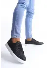 Tb166 Prestige Bağcıklı Cilt Kapitone Desenli Erkek Günlük Sneaker Ayakkabı Cbt - Siyah
