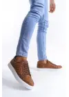 Tb166 Prestige Bağcıklı Cilt Kapitone Desenli Erkek Günlük Sneaker Ayakkabı Cbt - Taba
