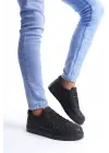 Tb166 Prestige Bağcıklı Cilt Kapitone Desenli Erkek Günlük Sneaker Ayakkabı Cst - Siyah