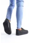 Tb166 Prestige Bağcıklı Cilt Kapitone Desenli Erkek Günlük Sneaker Ayakkabı Cst - Siyah