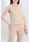 Şortlu Ayrobin Takım Bej