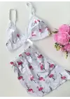 Şortlu Sexy Filamingolu Takım