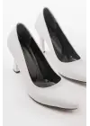 Beyaz Rugan Günlük 9 Cm Topuklu Bayan Stiletto Ayakkabı
