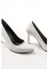 Beyaz Rugan Günlük 9 Cm Topuklu Bayan Stiletto Ayakkabı
