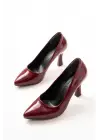 Bordo Rugan Günlük 9 Cm Topuklu Bayan Stiletto Ayakkabı