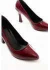 Bordo Rugan Günlük 9 Cm Topuklu Bayan Stiletto Ayakkabı
