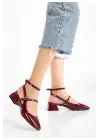 Bordo Rugan Günlük 4 Cm Topuklu Bayan Ayakkabı