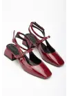 Bordo Rugan Günlük 4 Cm Topuklu Bayan Ayakkabı