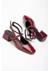 Bordo Rugan Günlük 4 Cm Topuklu Bayan Ayakkabı