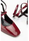 Bordo Rugan Günlük 4 Cm Topuklu Bayan Ayakkabı