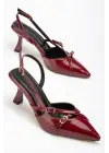 Bordo Rugan Günlük 7 Cm Topuklu Bayan Ayakkabı