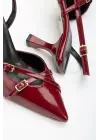 Bordo Rugan Günlük 7 Cm Topuklu Bayan Ayakkabı