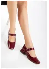 Bordo Rugan Günlük 4 Cm Topuklu Bayan Ayakkabı