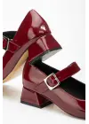 Bordo Rugan Günlük 4 Cm Topuklu Bayan Ayakkabı