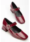 Bordo Rugan Günlük 4 Cm Topuklu Bayan Ayakkabı