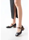 Siyah Leopar Rugan Günlük 4 Cm Topuklu Bayan Ayakkabı