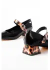 Siyah Leopar Rugan Günlük 4 Cm Topuklu Bayan Ayakkabı