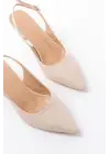 ST-1152 Bej Günlük 7 cm Topuklu Kadın Ayakkabı