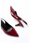 ST-1152 Bordo Rugan Günlük 7 cm Topuklu Kadın Ayakkabı