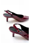 ST-1152 Bordo Rugan Günlük 7 cm Topuklu Kadın Ayakkabı