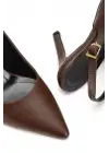 St-1153 Kahve Günlük Arkası Açık 9 Cm Topuklu Kadın Ayakkabı