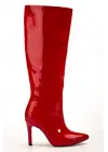 Syt-2004 Kırmızı Rugan Günlük Bayan Çizme