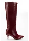 Syt-2025 Bordo Kırışık Rugan Günlük Kadın Çizme
