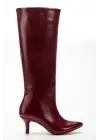 Syt-2025 Bordo Kırışık Rugan Günlük Kadın Çizme