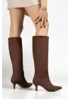 Syt-2025 Kahve Süet Günlük Kadın Çizme