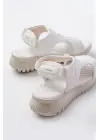 T-221 Beyaz  Spring Paraşüt Kumaş Lastikli Ortopedik Kadın Sandalet