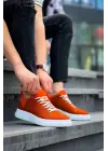 Tb-x204 Terzi Bey Turuncu Keten Beyaz Yüksek Taban Günlük Erkek Spor Ayakkabı