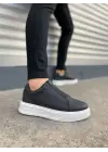 Tb007 Alba Bağcıksız Cilt Erkek Günlük Sneaker Ayakkabı Cbt Siyah
