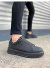 Tb007 Alba Bağcıksız Cilt Erkek Günlük Sneaker Ayakkabı Cst Siyah