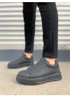 Tb007 Alba Bağcıksız Cilt Erkek Günlük Sneaker Ayakkabı Cst Siyah